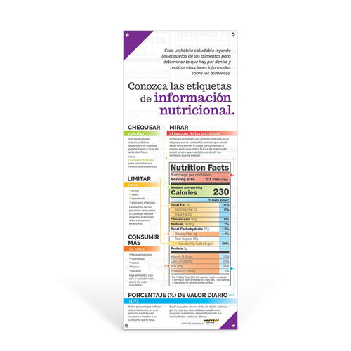 Get to Know Nutrition Facts Labels Spanish Vinyl Banner