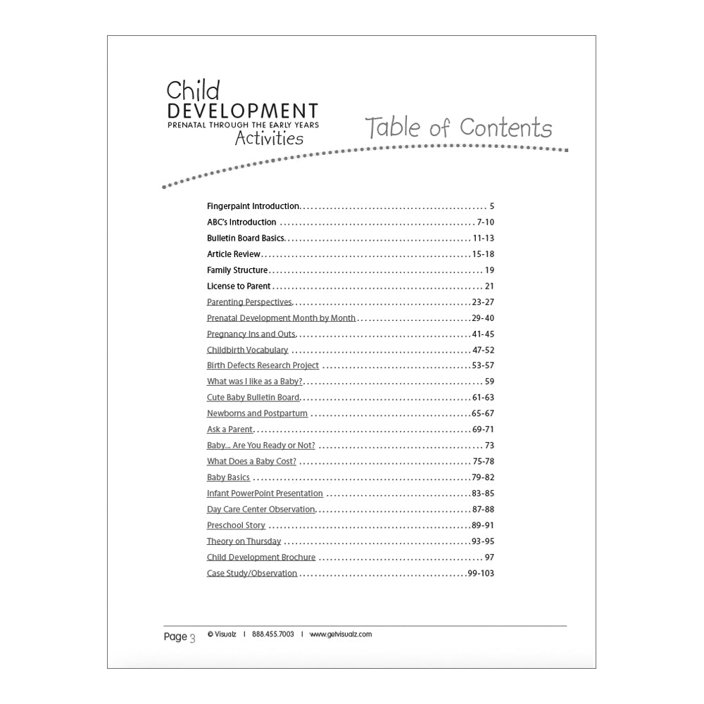 Child Development Activities:  Prenatal through the Early Years