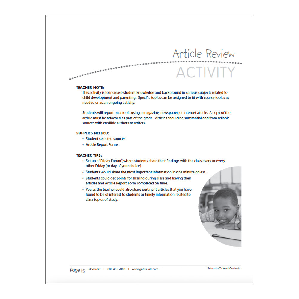 Child Development Activities:  Prenatal through the Early Years