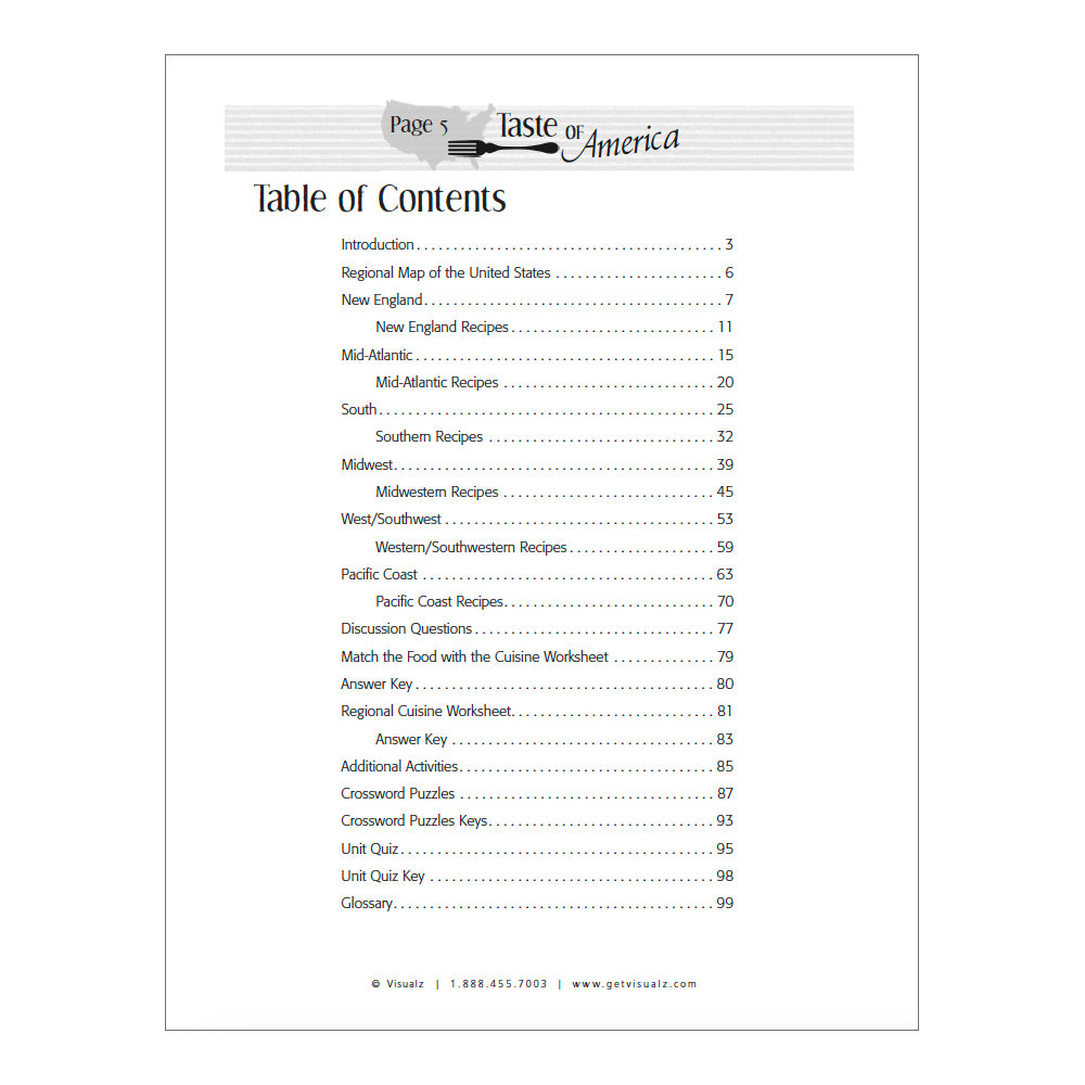 Taste of America Mini-Unit