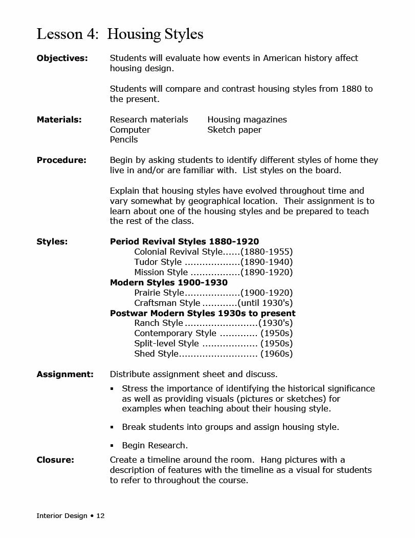 Interior Design Lesson Plans