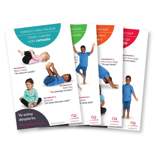 movemindfully© Permission to Pause Posters: Early Childhood (Set of 4) Spanish