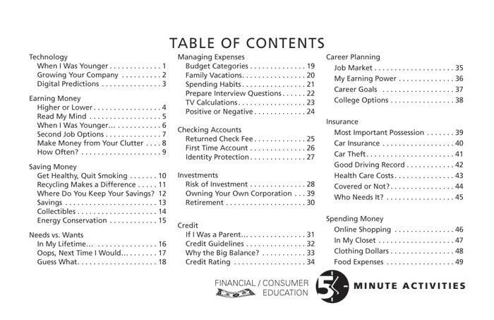 5 Minute Financial Activities