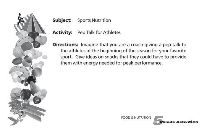 5 Minute Food & Nutrition Activities