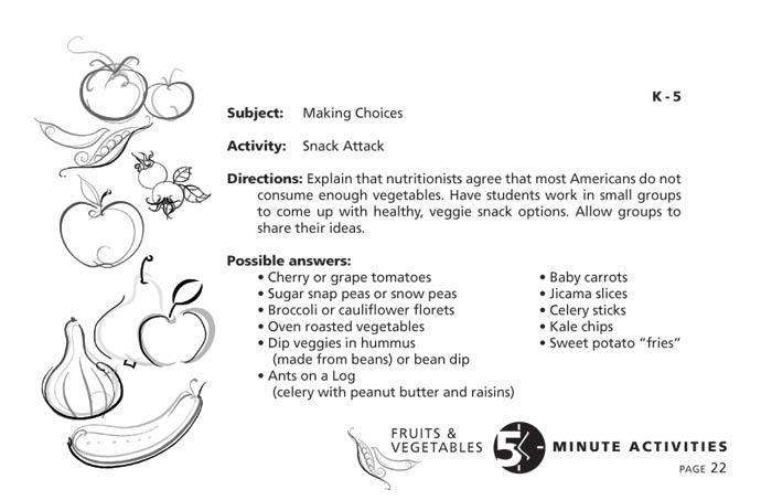5 Minute Fruit & Vegetable Activities
