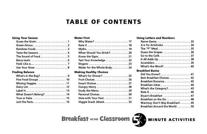 5 Minute Breakfast in the Classroom Nutrition Activities