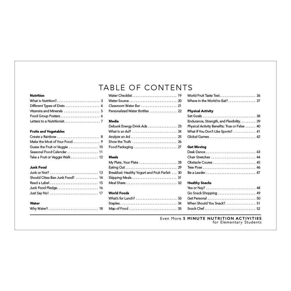 Even More 5 Minute Nutrition Activities for Elementary Students