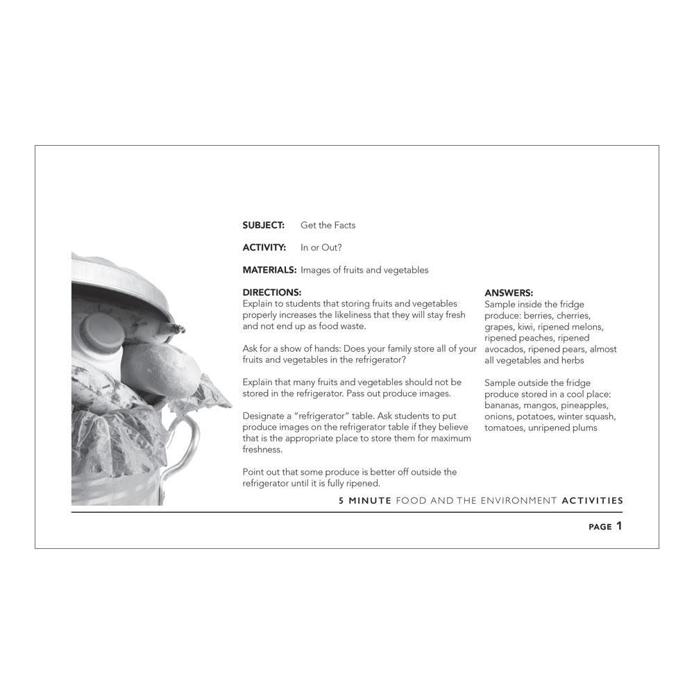 5 Minute Food and the Environment Activities