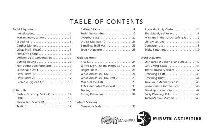 5 Minute Manners Activities