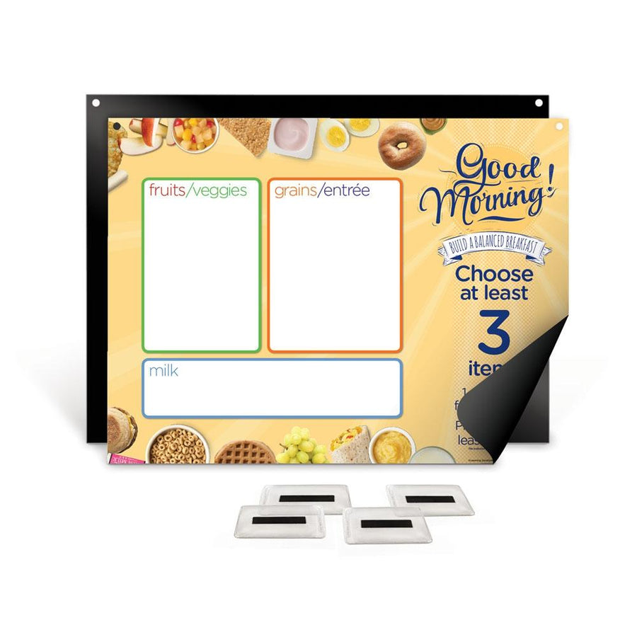 Breakfast Easy Mag-Mount Menu Board with Magnetic Vinyl Pockets