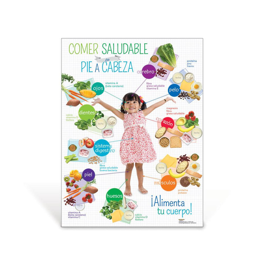 Preschool Healthy Eating from Head to Toe Spanish Poster