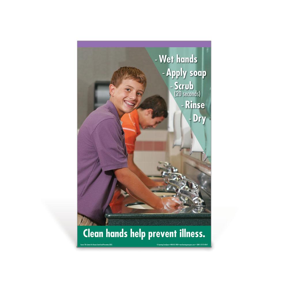 Hand Washing Elementary School Boy Poster