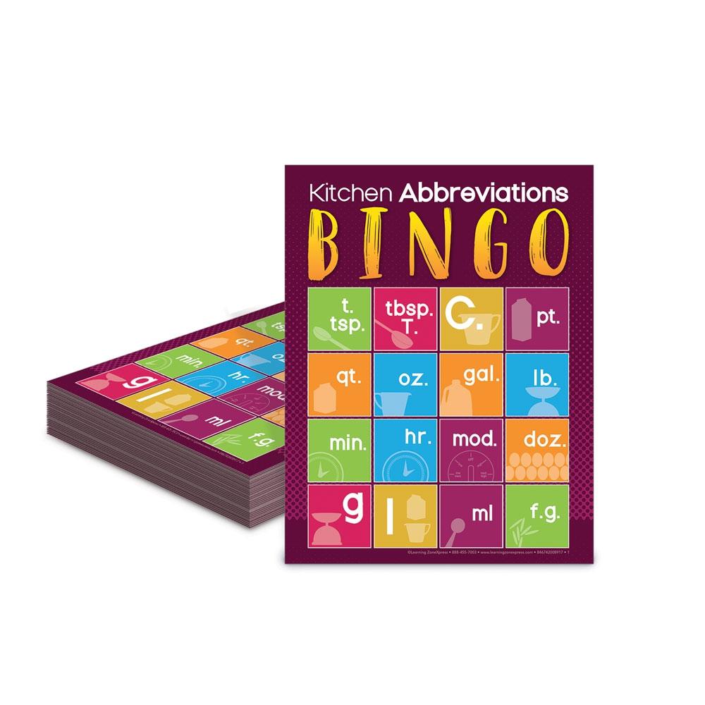 Kitchen Abbreviations Bingo