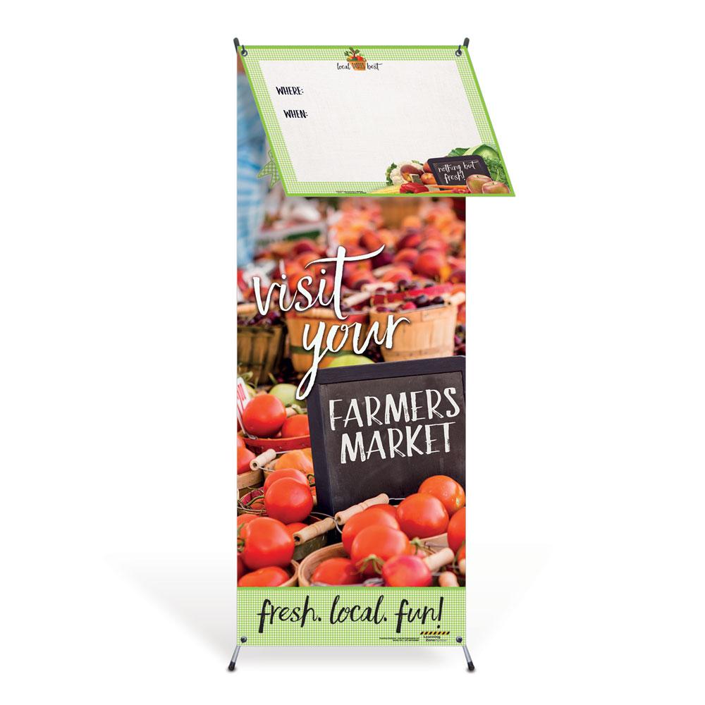 Farmers Market Vinyl Banner w/Stand & Dry Erase Board