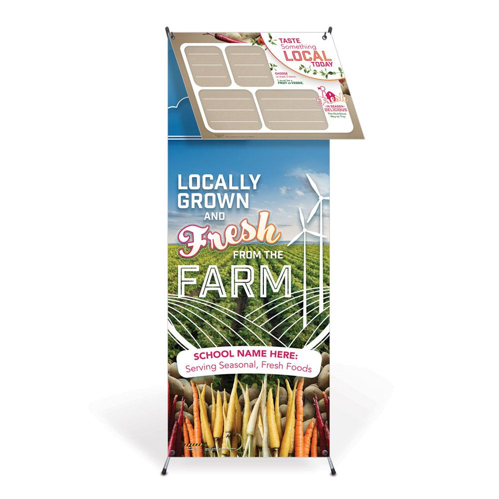 Custom Farm to School Vinyl Banner with Stand and Dry Erase Menu Board