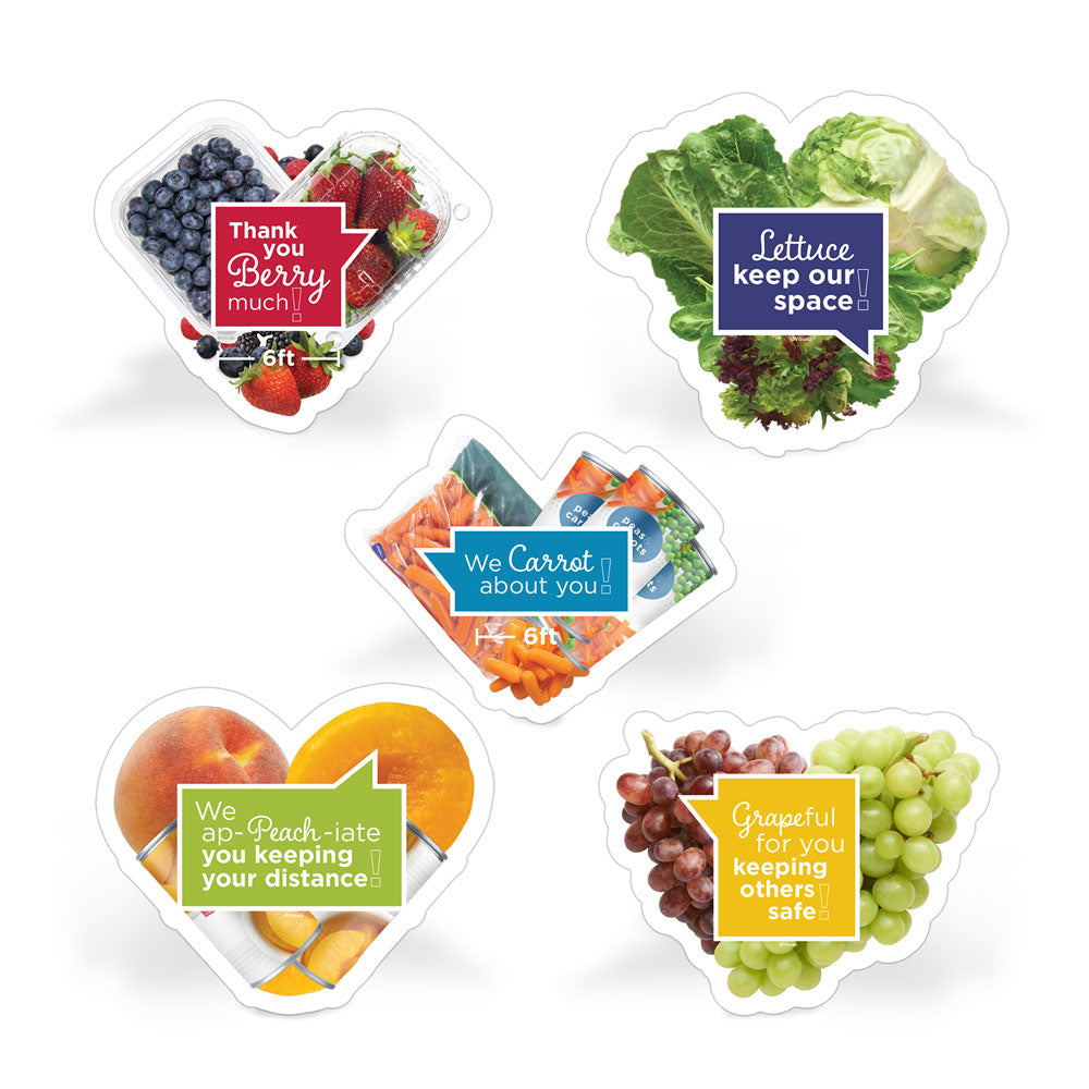 Fruit and Veggie Puns Social Distancing Floor Decal Set