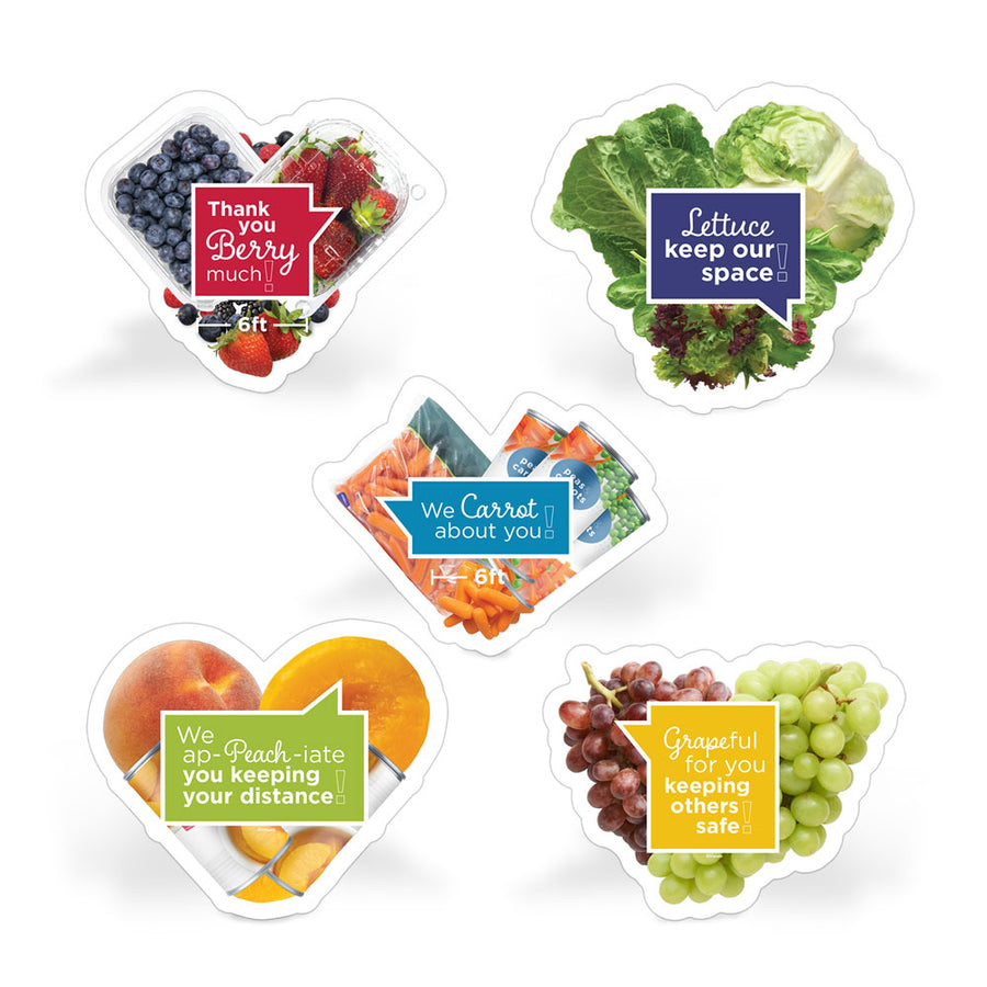 Fruit and Veggie Puns Social Distancing Floor Decal Set