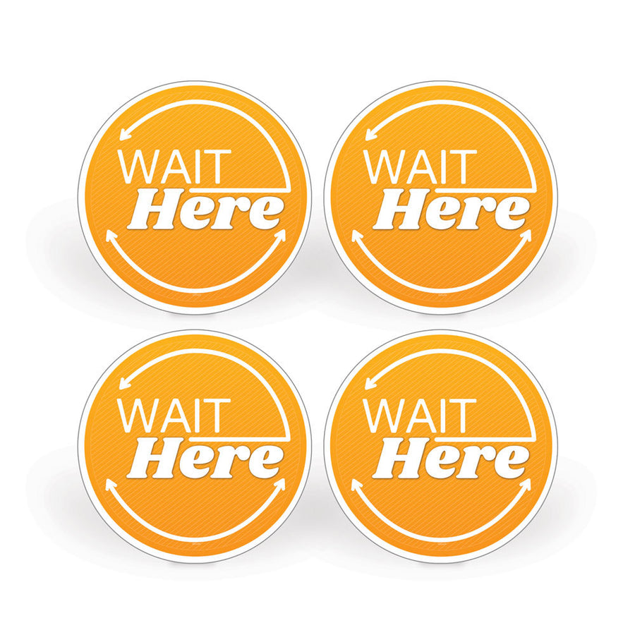 Orange Wait Here Social Distancing Floor Decals