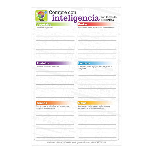 Healthy Grocery Shopping List Spanish Notepads | Nutrition Education ...