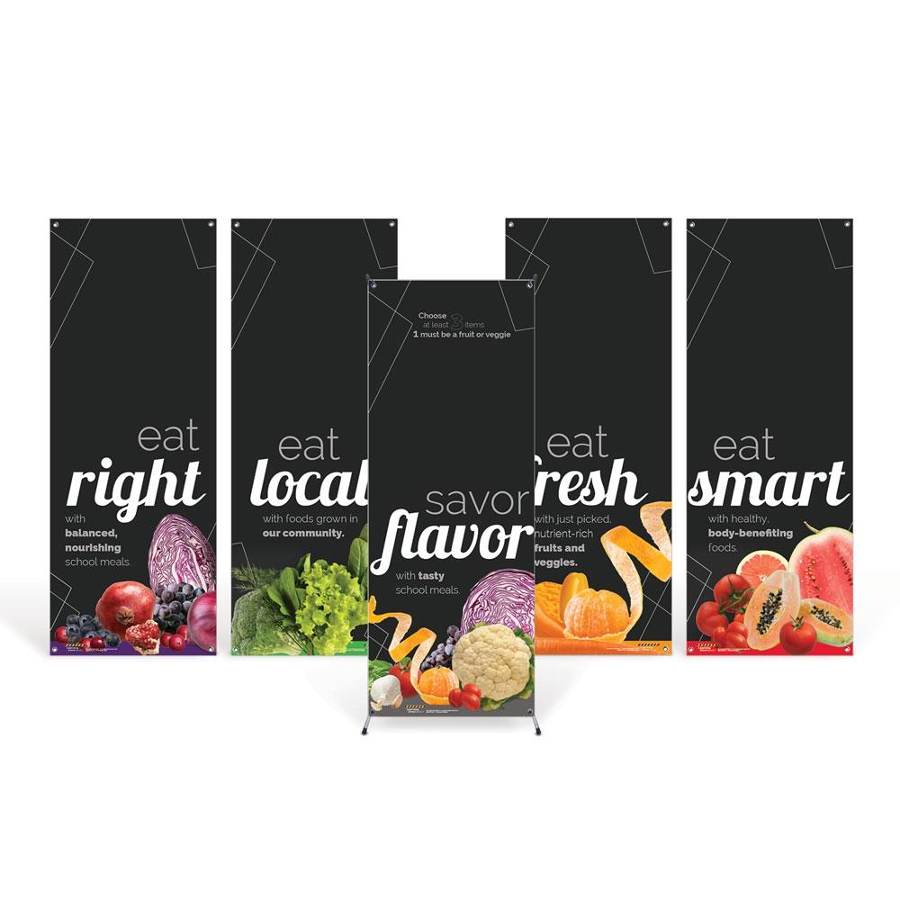 Savor Flavor Cafeteria Branding Vinyl Banner Set