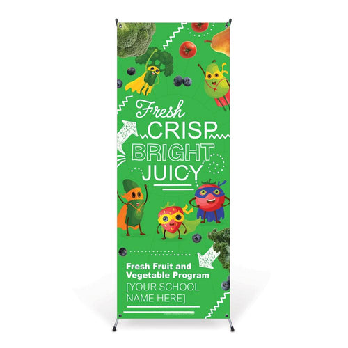 Custom Vinyl Banner: Elementary Fresh Fruit and Vegetable Program with Stand