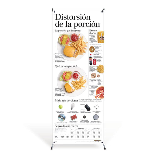 Portion Distortion Spanish Vinyl Banner with Stand