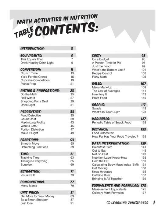 Math Activities in Nutrition Activity Book