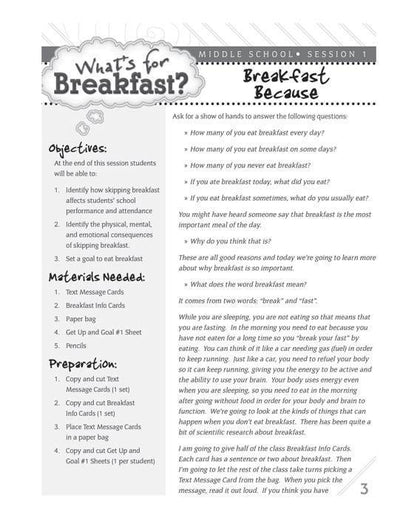 What's For Breakfast? Lesson Plans for Middle School and High School